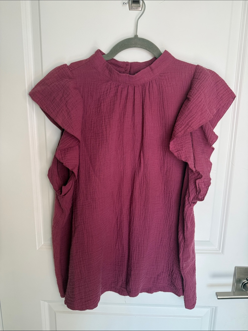 Joe's Jeans Cotton Gauze Flutter Sleeve Top in Berry